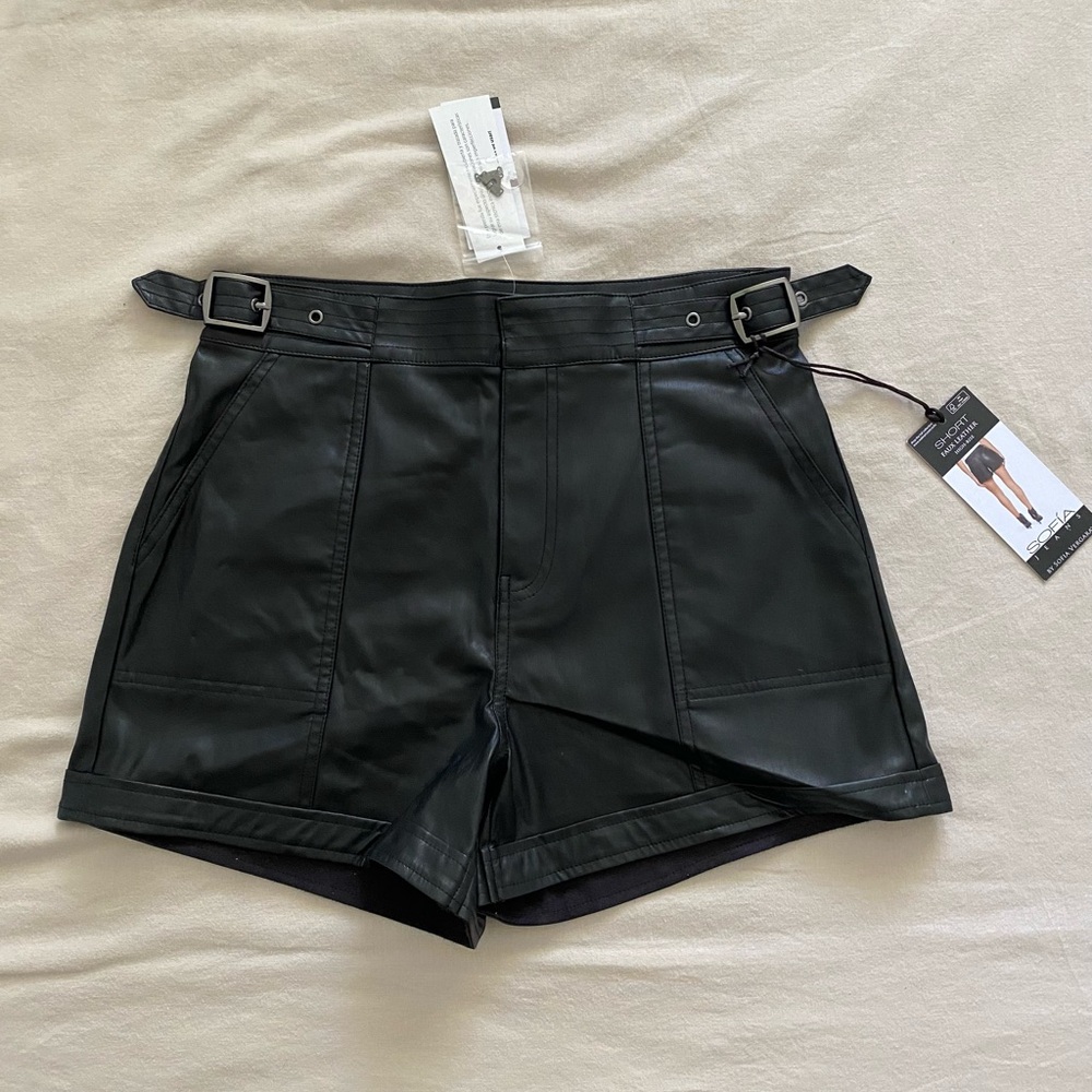 Black Leather Women's Shorts